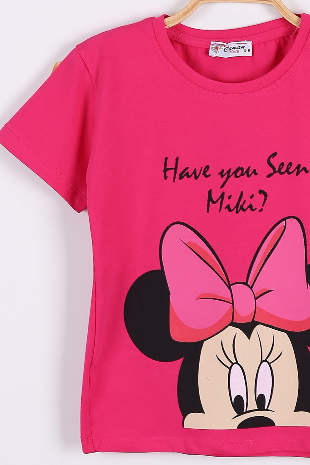 Fuşya (5-8yaş) Ön ve Arka Mini Mouse Baskılı Kız Çocuk Tişört 174901