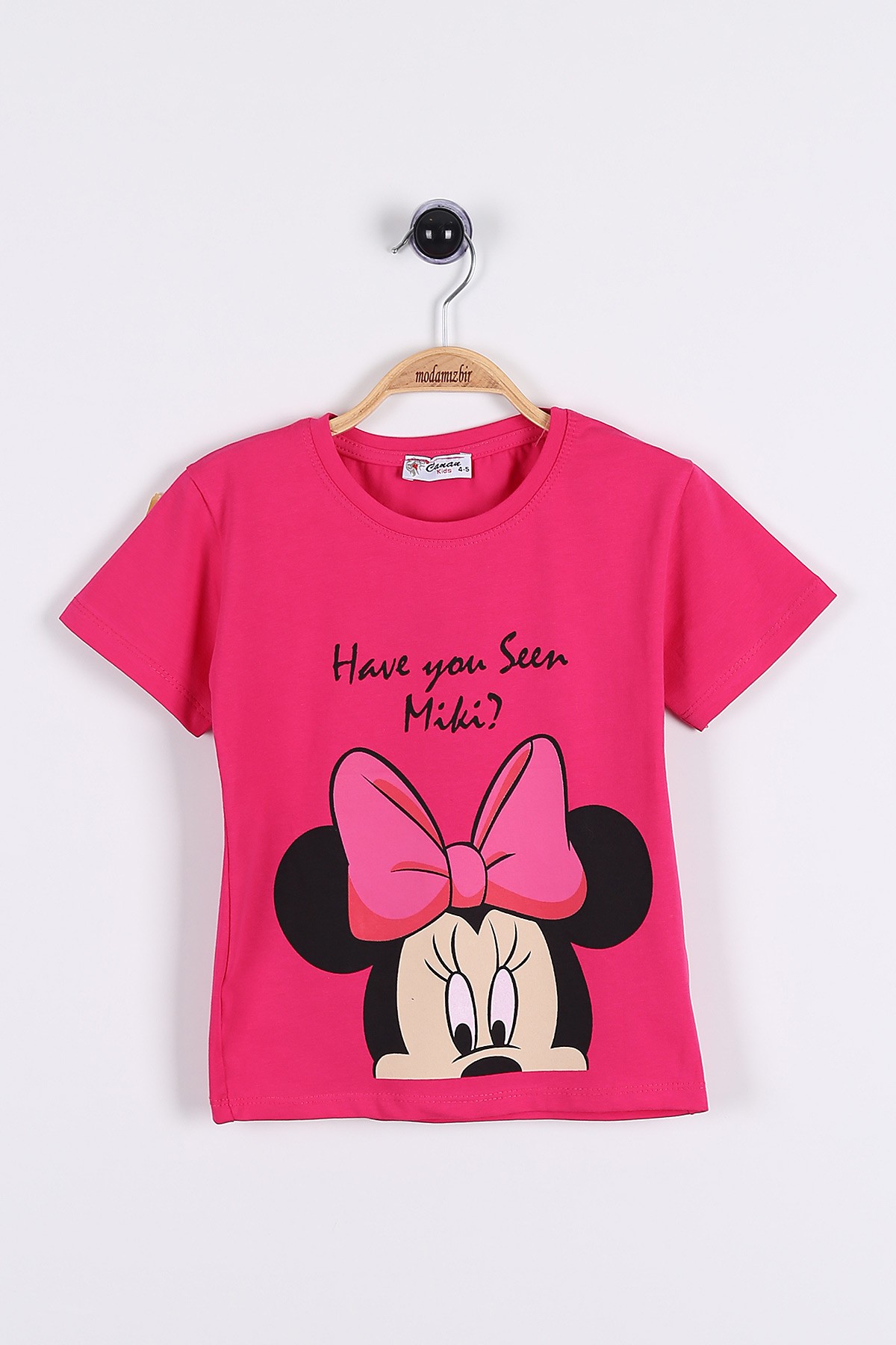 Fuşya (5-8yaş) Ön ve Arka Mini Mouse Baskılı Kız Çocuk Tişört 174901