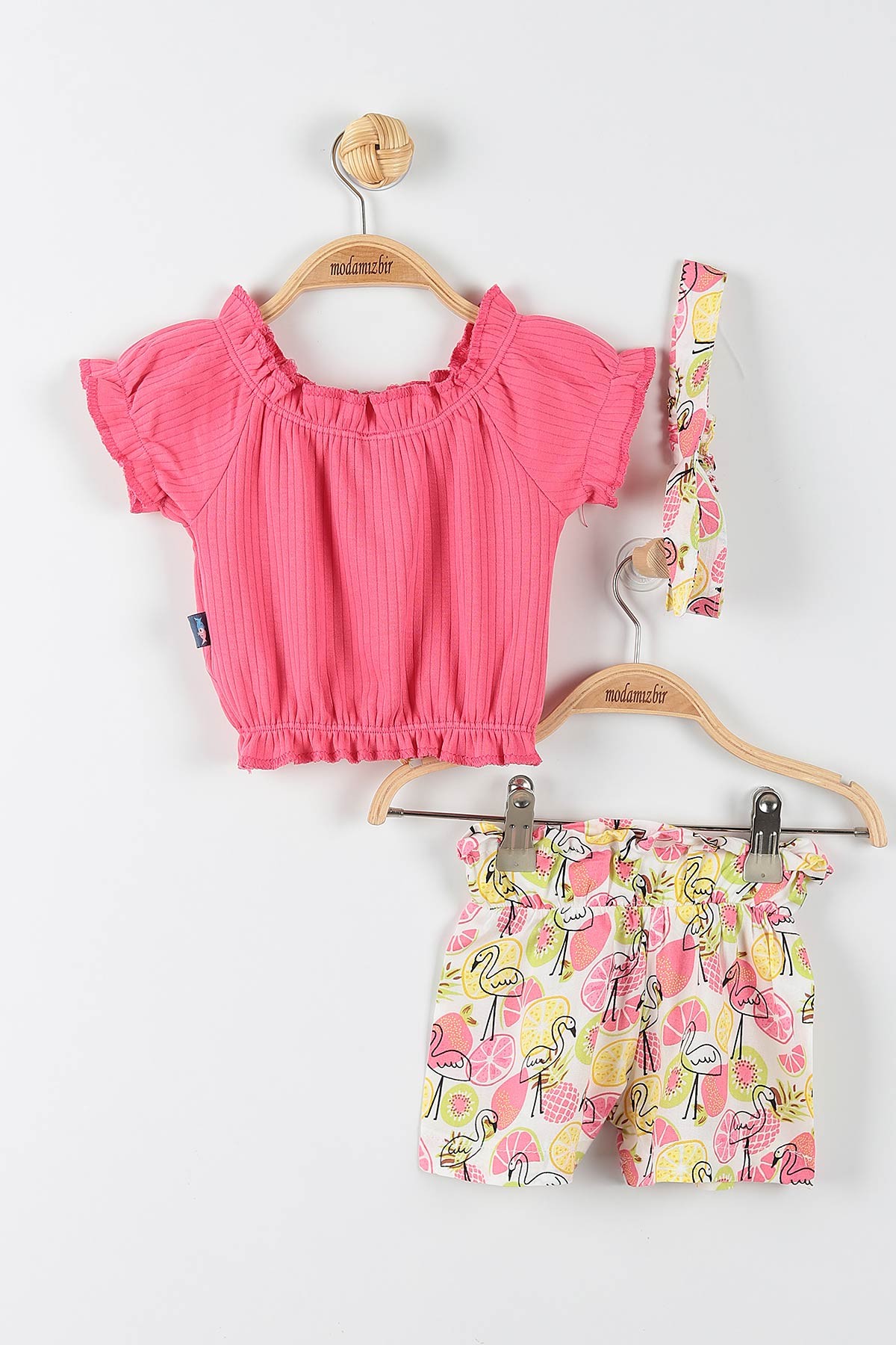 Fuşya (6-24 Ay) Flamingo Desenli Kız Bebek Takım 175718
