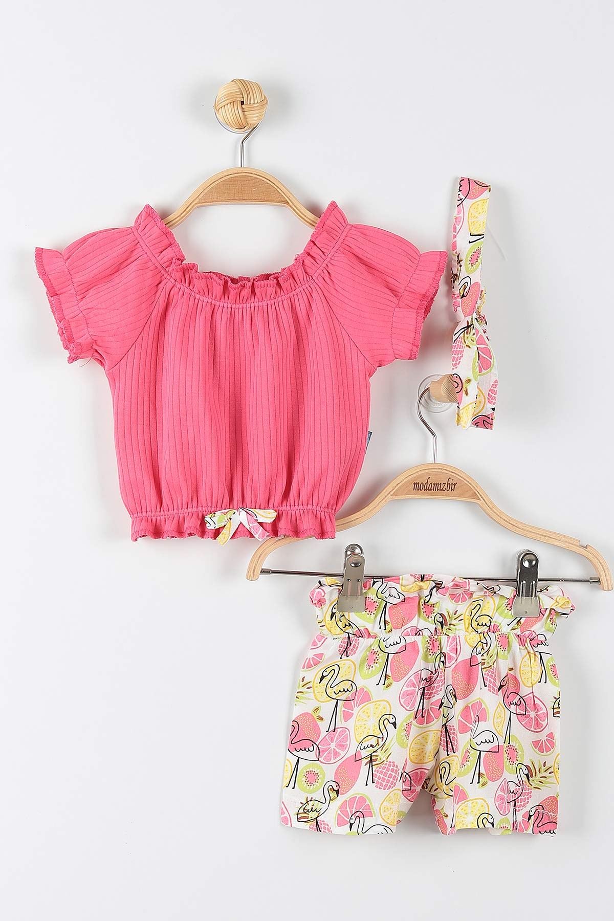 Fuşya (6-24 Ay) Flamingo Desenli Kız Bebek Takım 175718