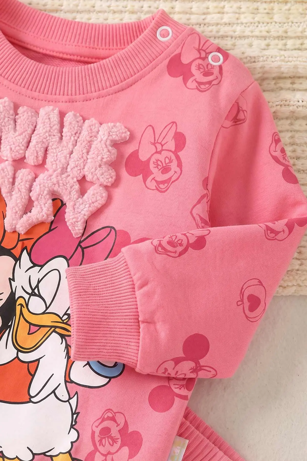 Fuşya (6-24 Ay) Süzene Karakter Nakışlı Sweat ve Fitilli Taytlı Kız Bebek 2'li Takım 472662