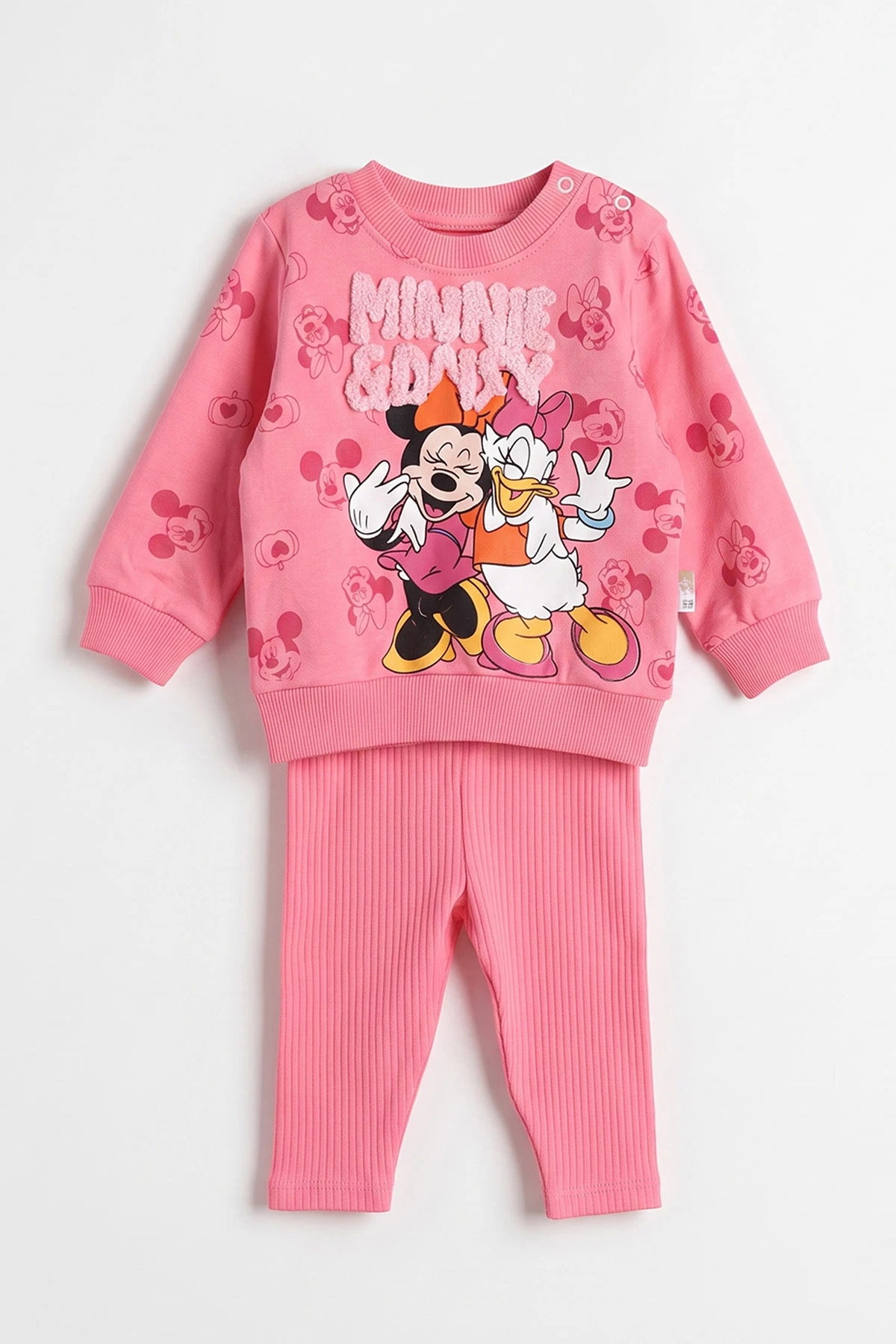 Fuşya (6-24 Ay) Süzene Karakter Nakışlı Sweat ve Fitilli Taytlı Kız Bebek 2'li Takım 472662
