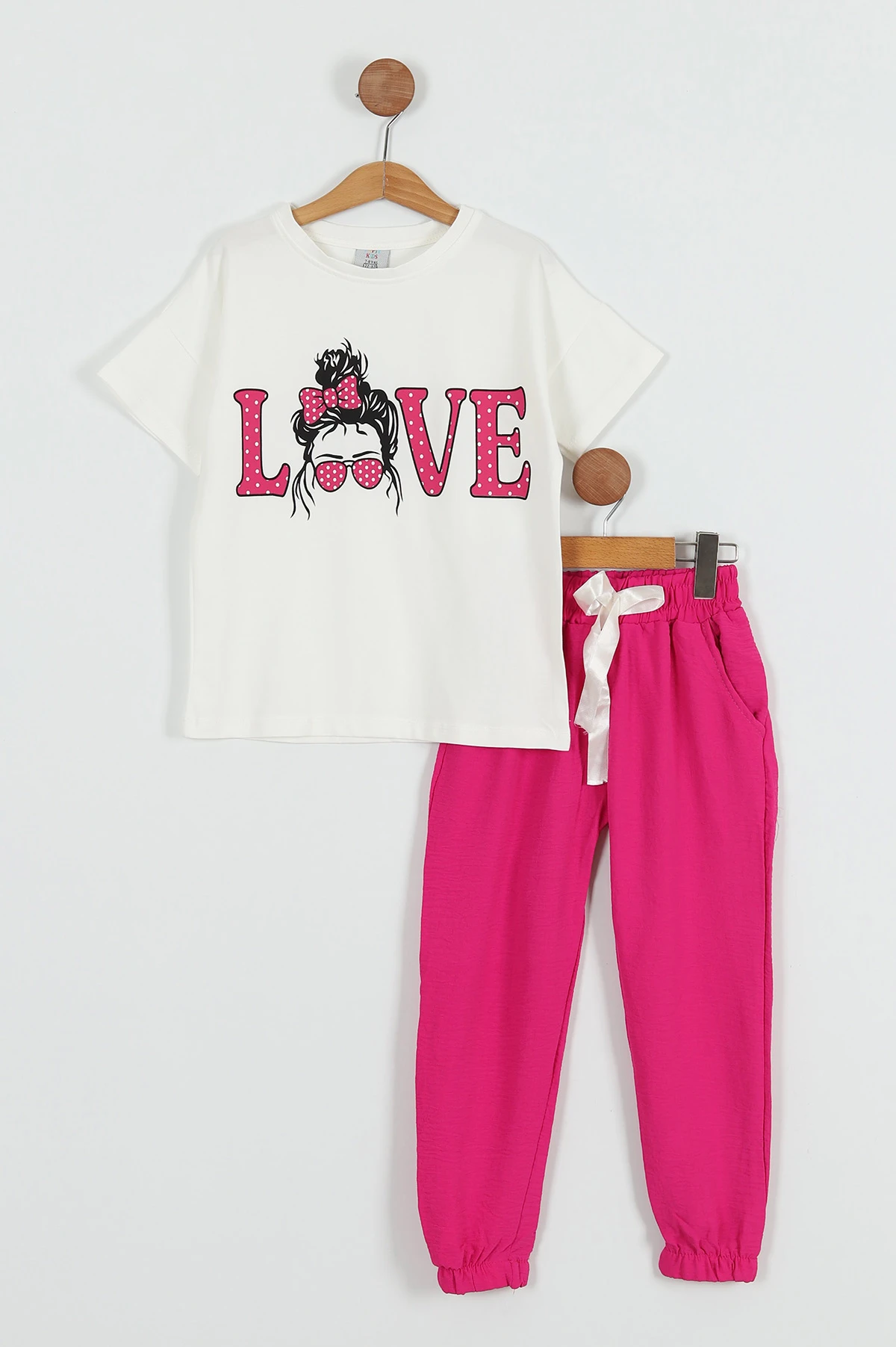 Fuşya (7-14 Yaş) Love Baskılı Kız Çocuk Takım 254743