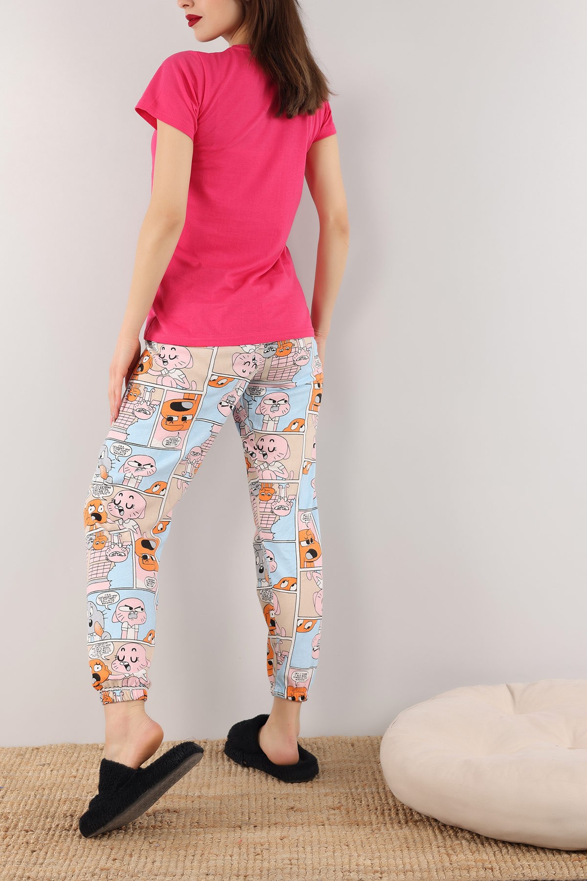 Fuşya Baskılı Bayan Pijama Takımı 165786