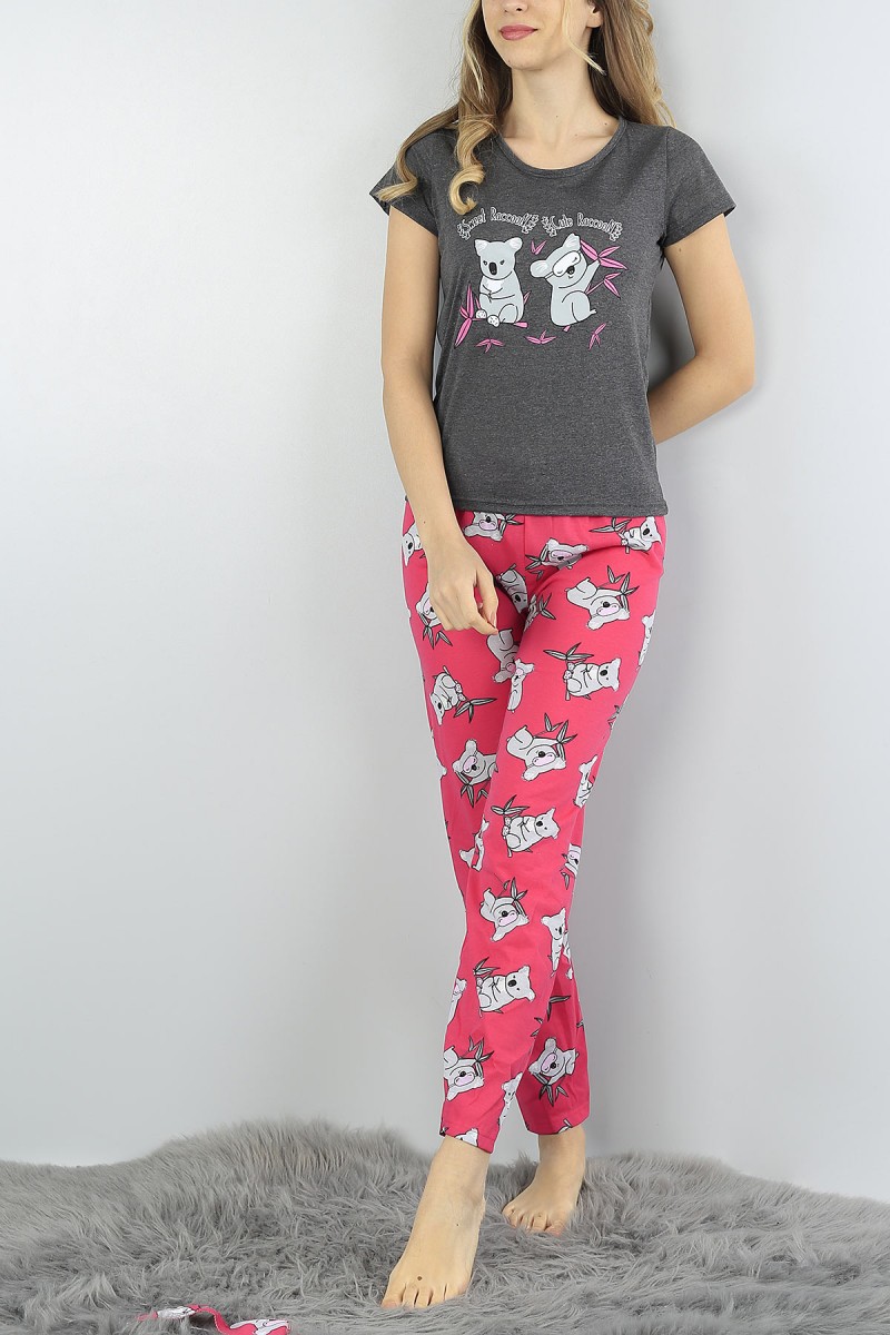 Fuşya Baskılı Bayan Pijama Takımı 54917