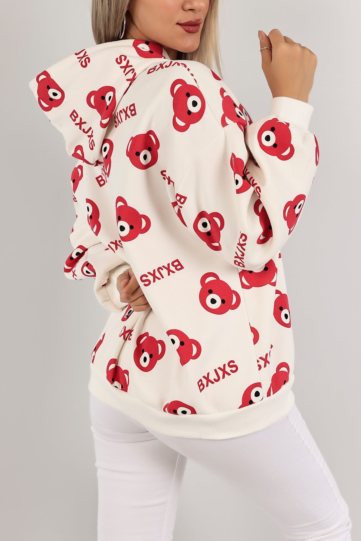 Fuşya Baskılı İçi Şardonlu Bayan Sweat 134135