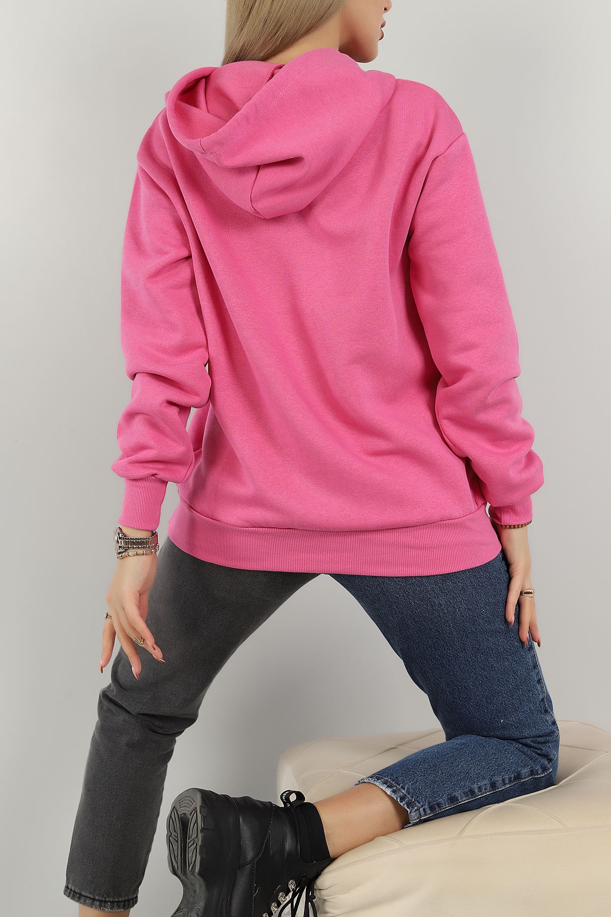 Fuşya Baskılı İçi Şardonlu Bayan Sweat 144717