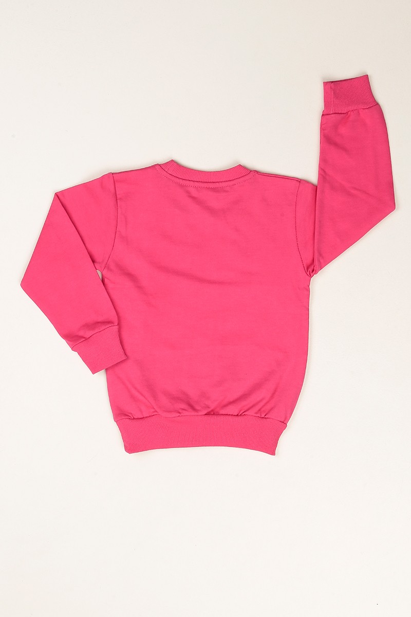 Fuşya Baskılı İçi Şardonlu Kız Çocuk Sweat 80664