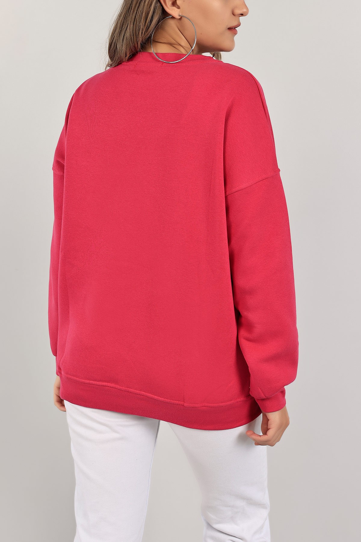 Fuşya Baskılı Şardonlu Bayan Sweat 141516
