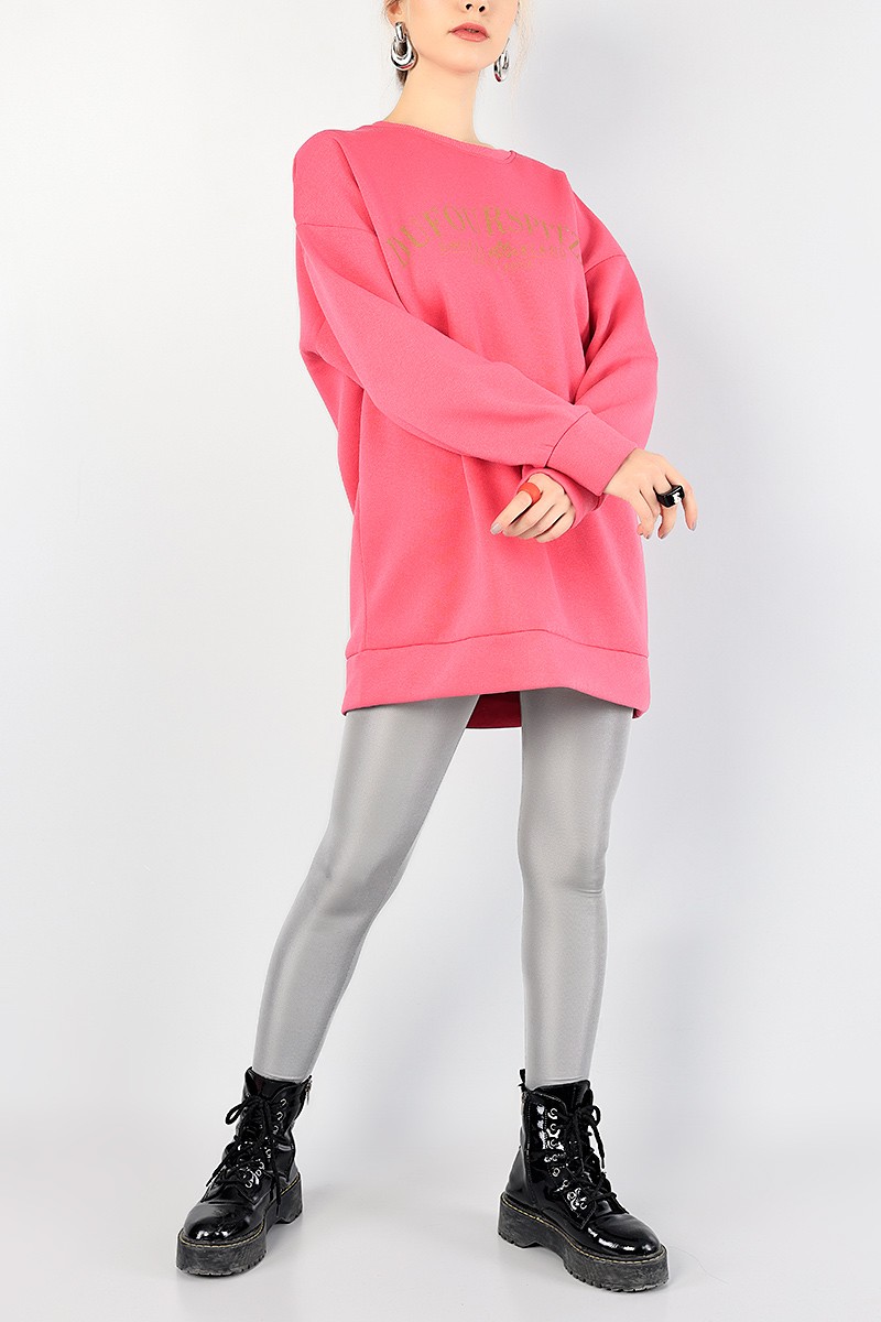 Fuşya Baskılı Şardonlu Bayan Sweat 85179
