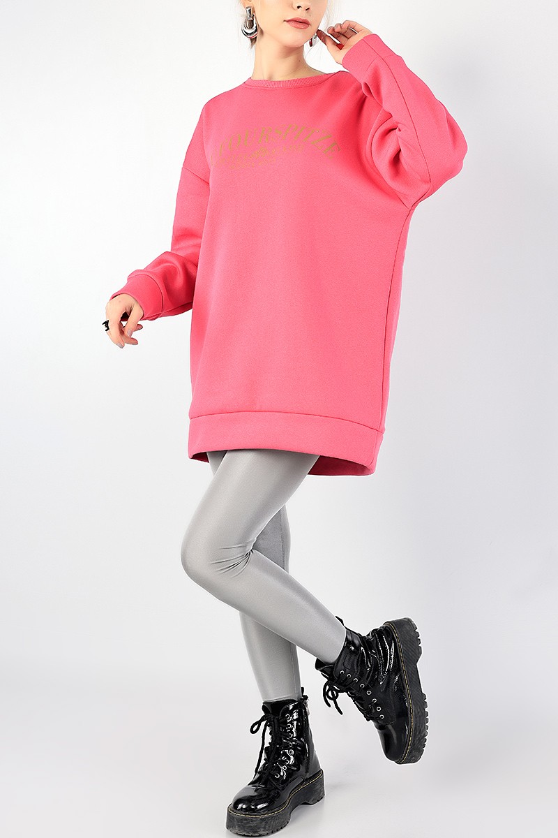 Fuşya Baskılı Şardonlu Bayan Sweat 85179