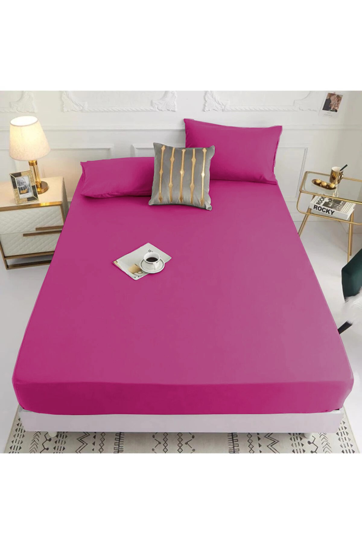 160x200 Fuşya Bella Home Ranforce Lastik Çarşaf Seti 205406
