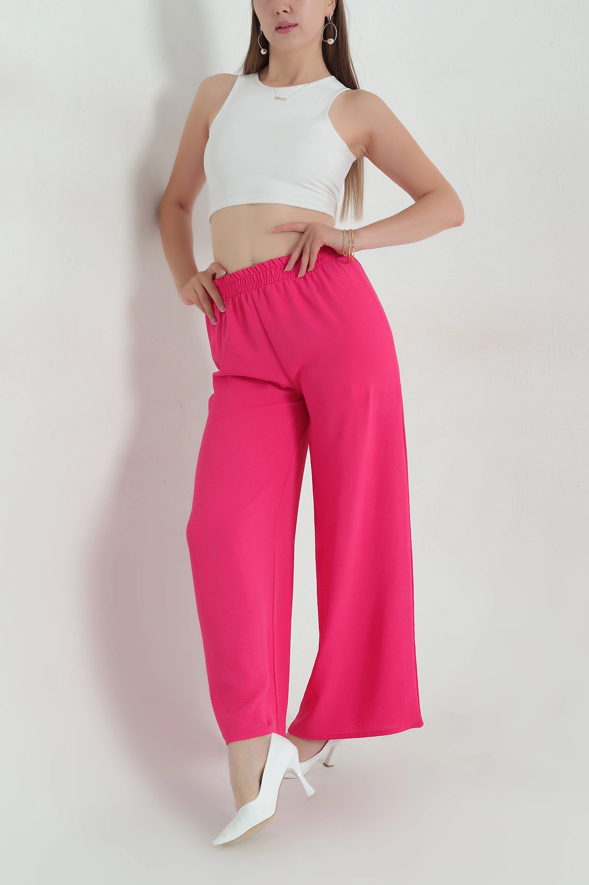 Fuşya Bol Paça Kadın Aerobin Pantolon 375691