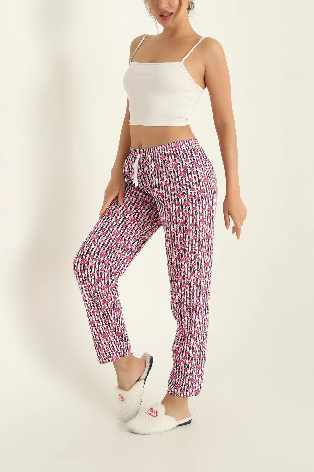 Fuşya Desenli Beli Lastikli Pijama Altı 288750