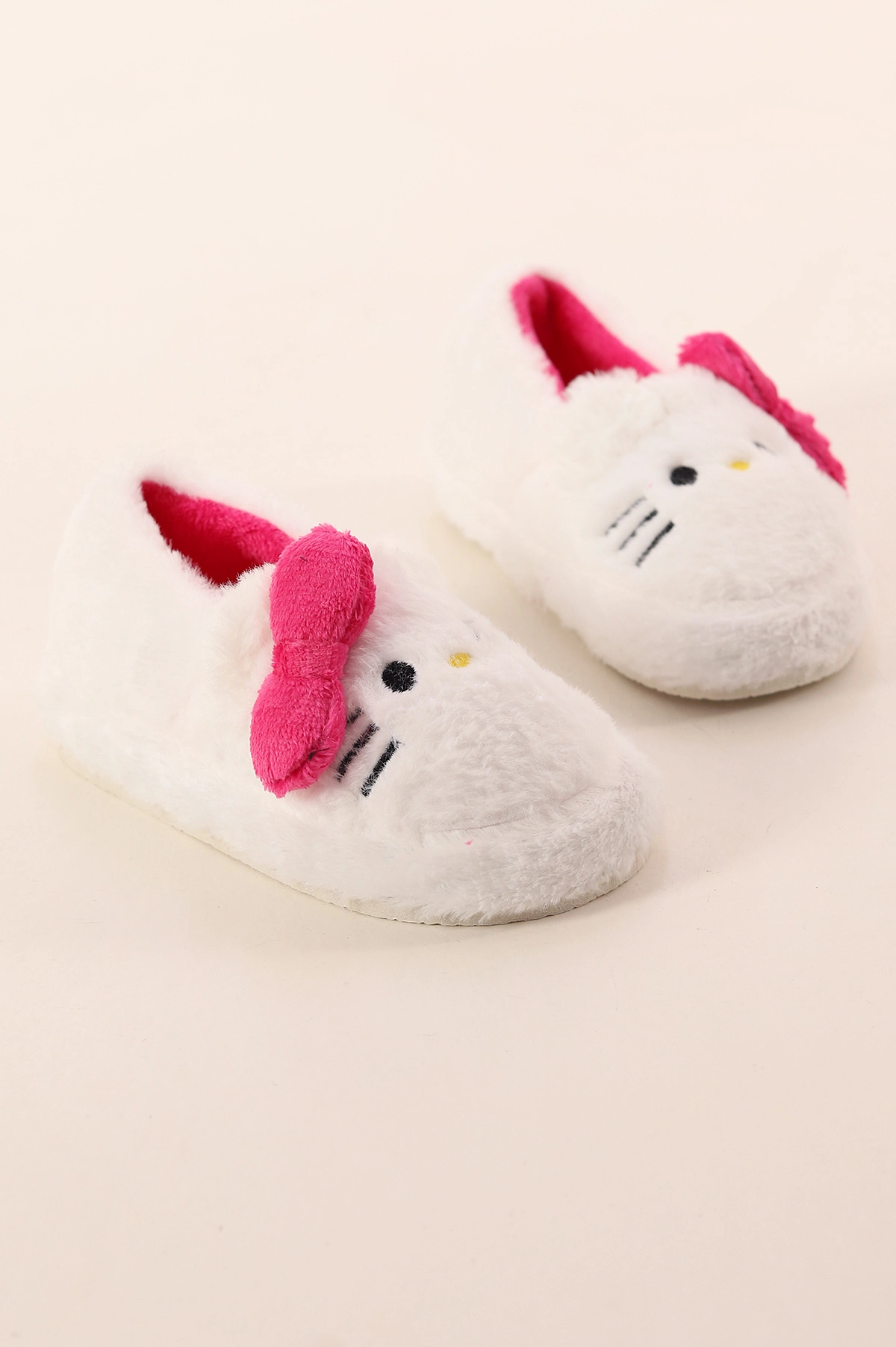 Fuşya Ekru ( 30 - 35 ) Peluş Figürlü Kız Çocuk Panduf 391088