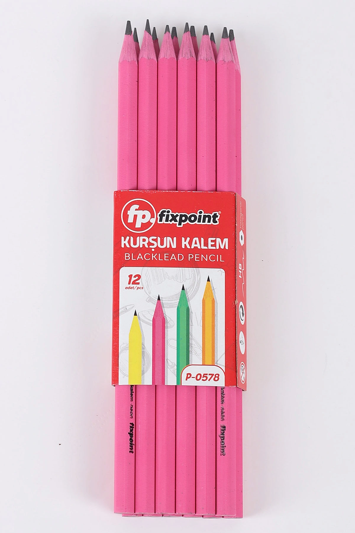 Fuşya Fixpoint Neon Kurşun Kalem 12'Lİ 421748