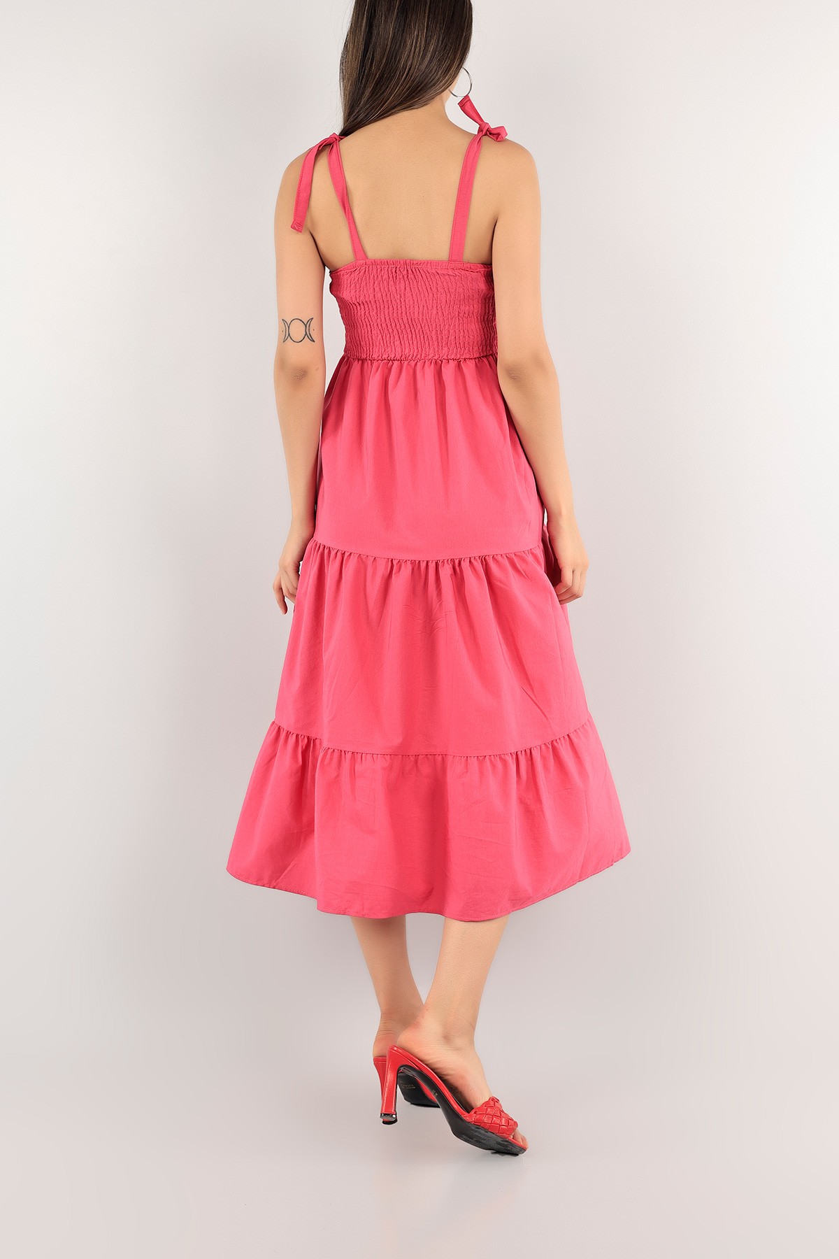 Fuşya Gipeli Poplin Elbise 115584