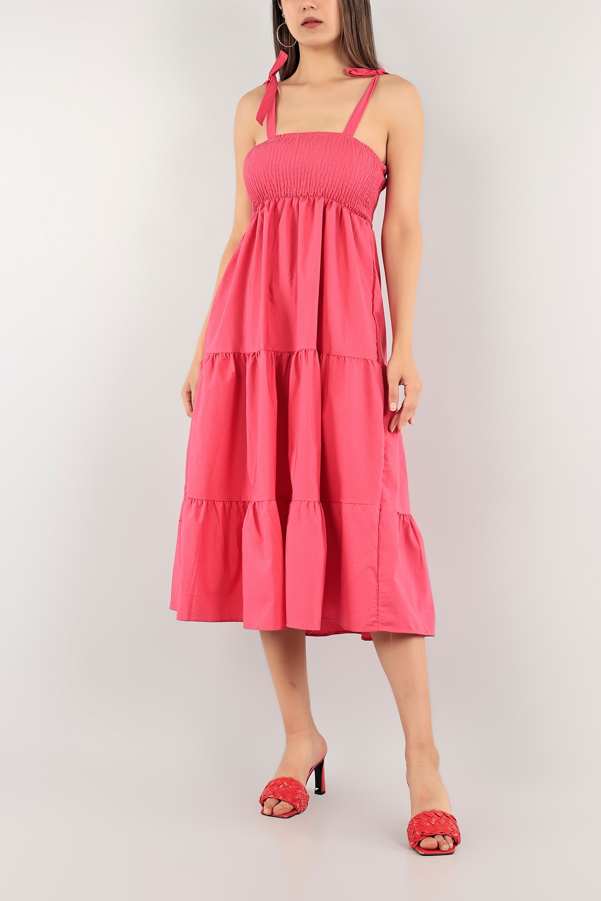 Fuşya Gipeli Poplin Elbise 115584