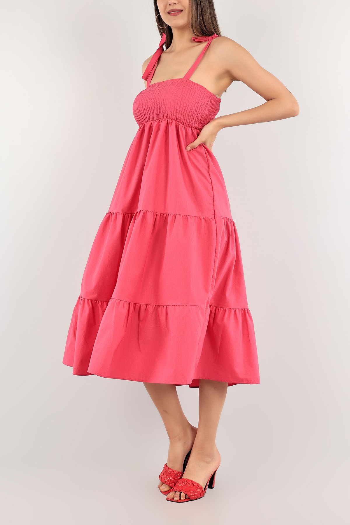 Fuşya Gipeli Poplin Elbise 115584