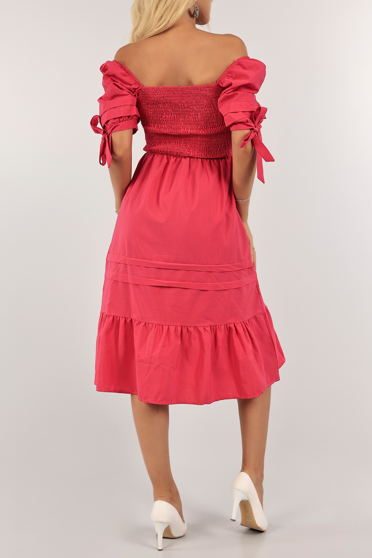 Fuşya Gipeli Poplin Elbise 127852