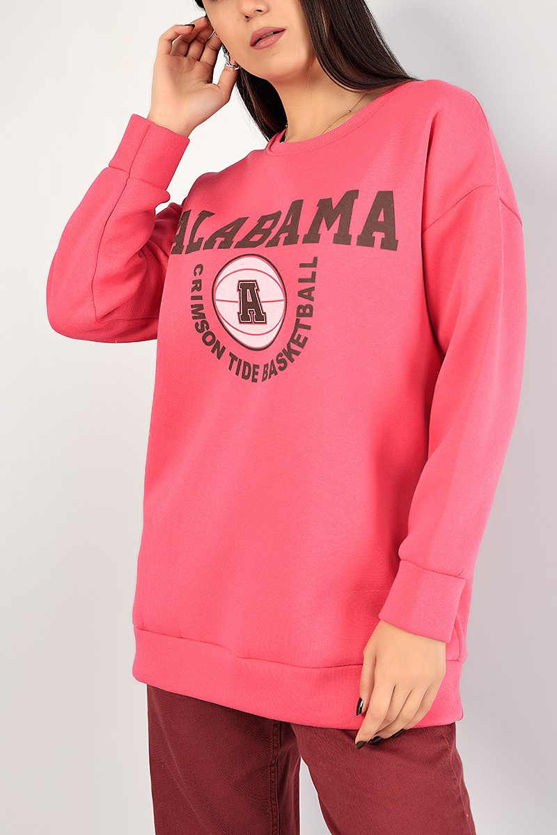 Fuşya İçi Şardonlu Baskılı Bayan Sweat 85032