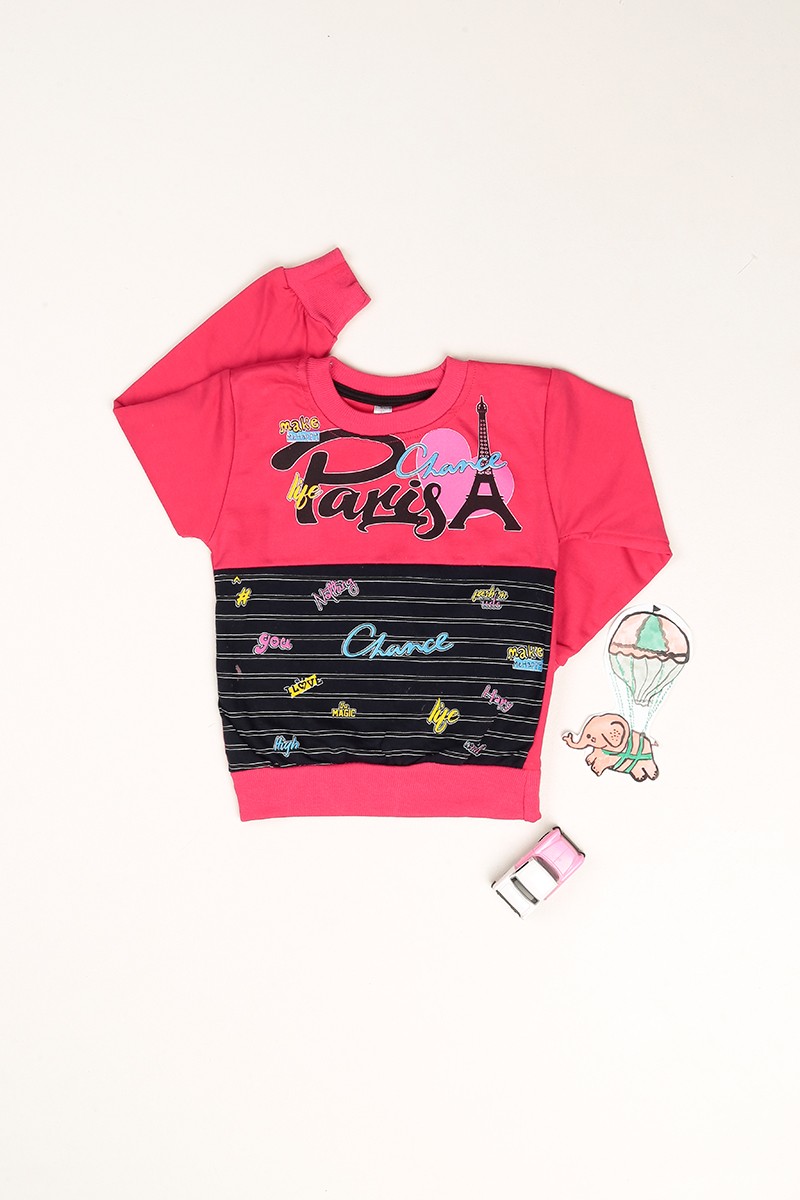 Fuşya İçi Şardonlu Baskılı Kız Çocuk Sweat 80751