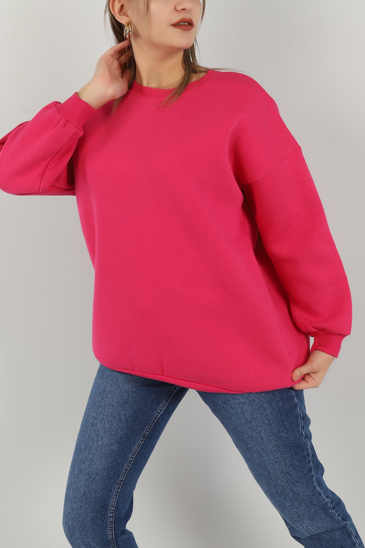 Fuşya İçi Şardonlu Bayan Sweat 146629