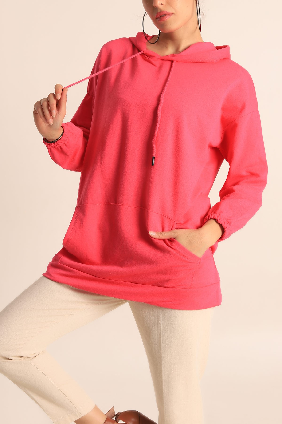 Fuşya İki İp Bayan Sweat 195618
