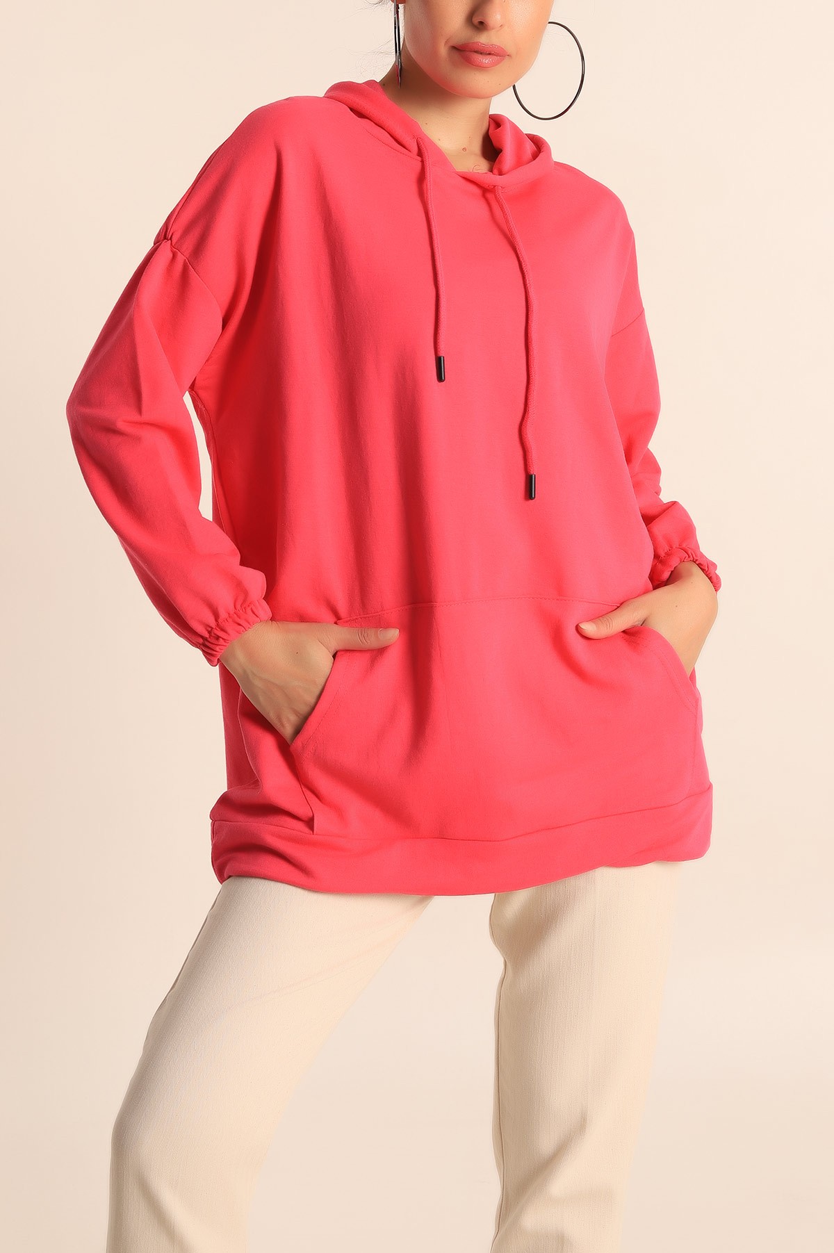 Fuşya İki İp Bayan Sweat 195618