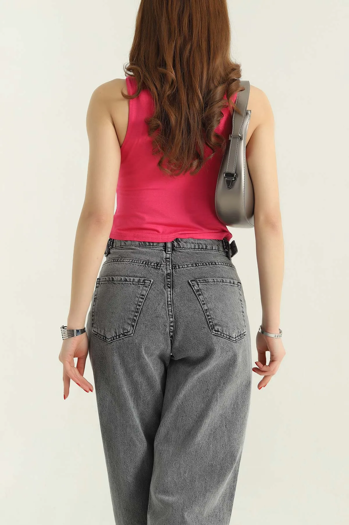Fuşya Kolsuz Likralı Crop 335303