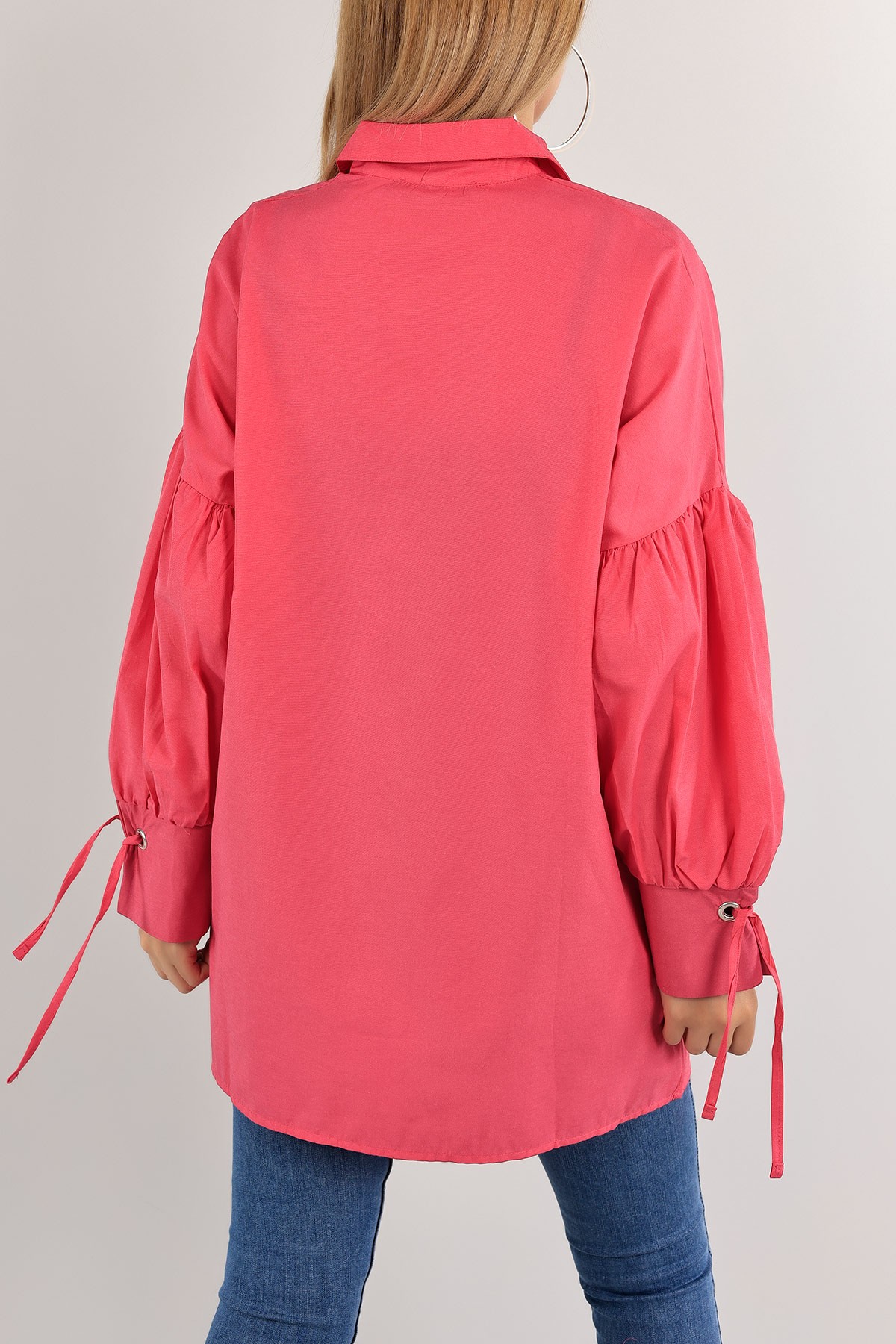 Fuşya Kuş Gözlü Poplin Kumaş Gömlek Tunik 115976