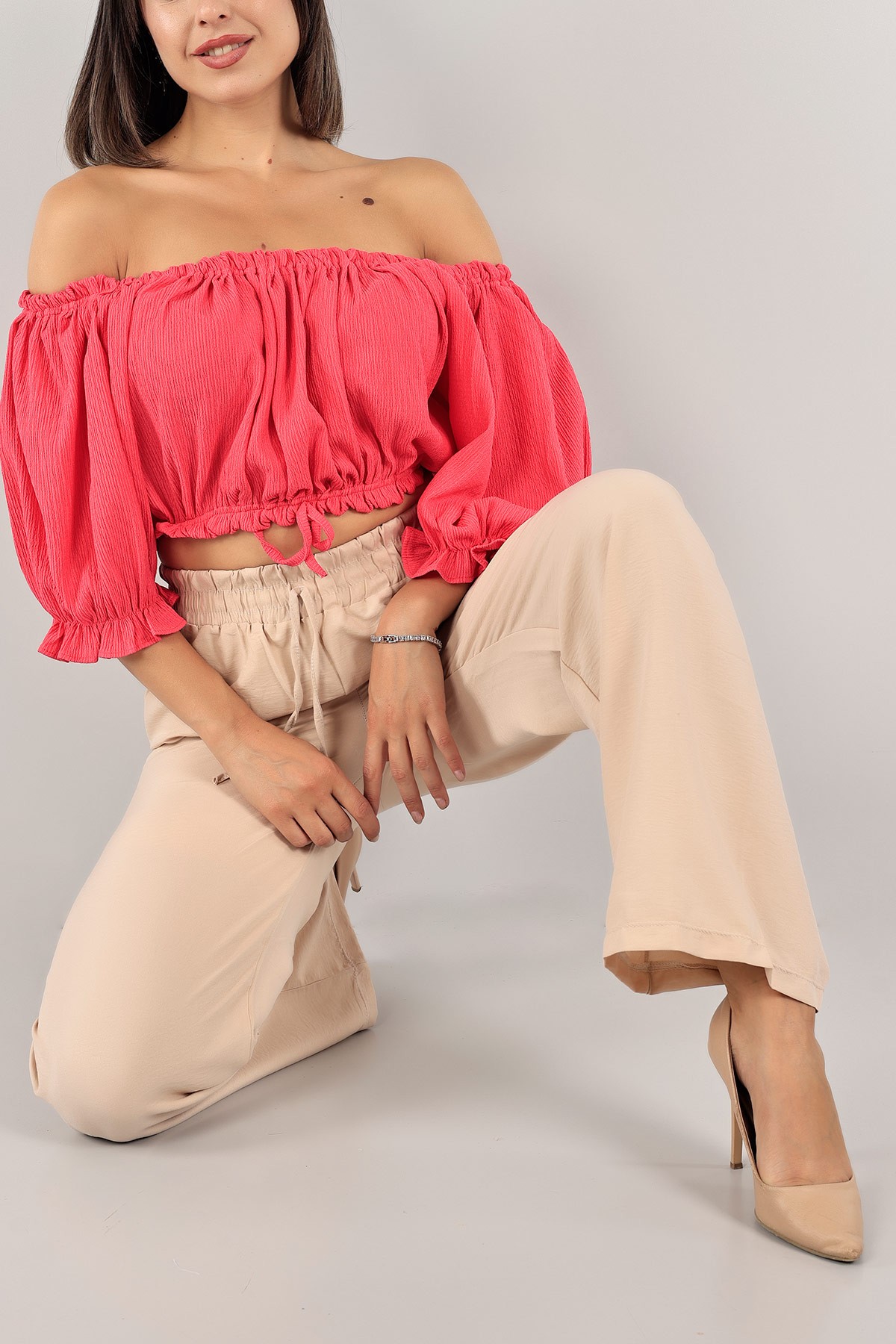 Fuşya Madonna Yaka Krinkıl Bluz 127556