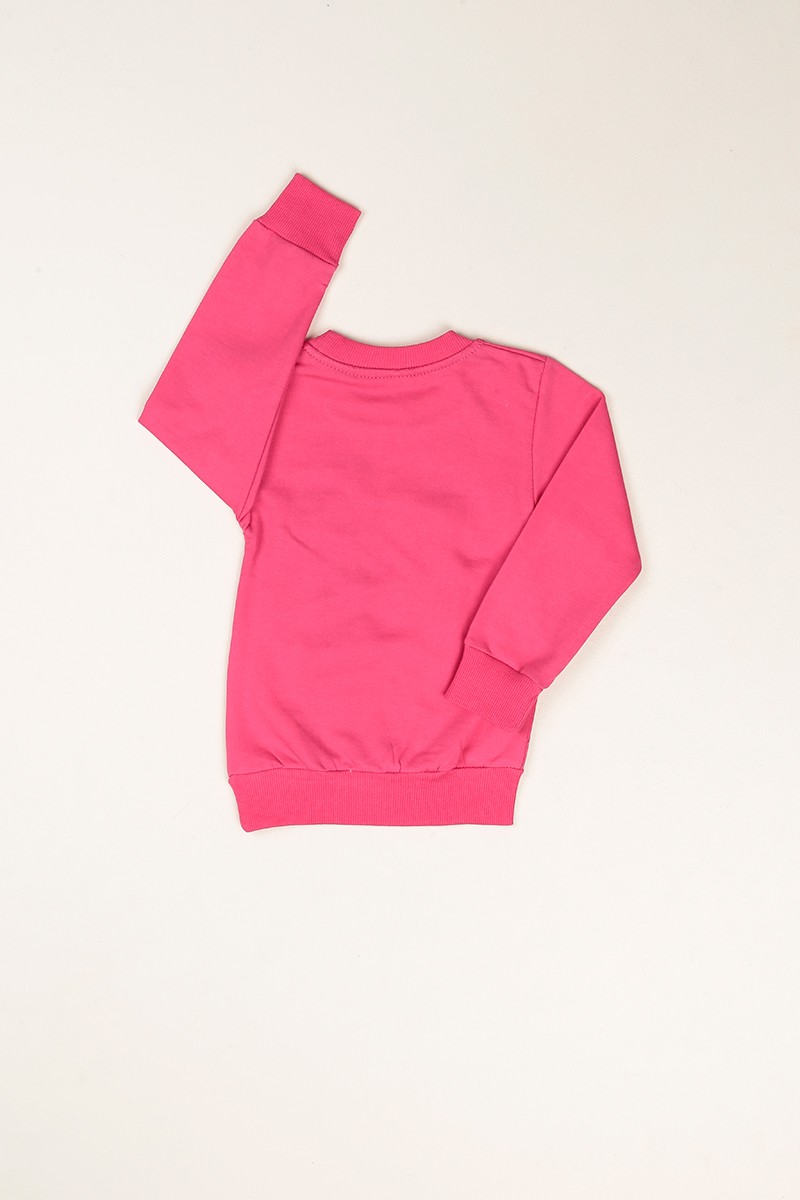 Fuşya Minnie Baskılı İçi Şardonlu Kız Çocuk Sweat 80943