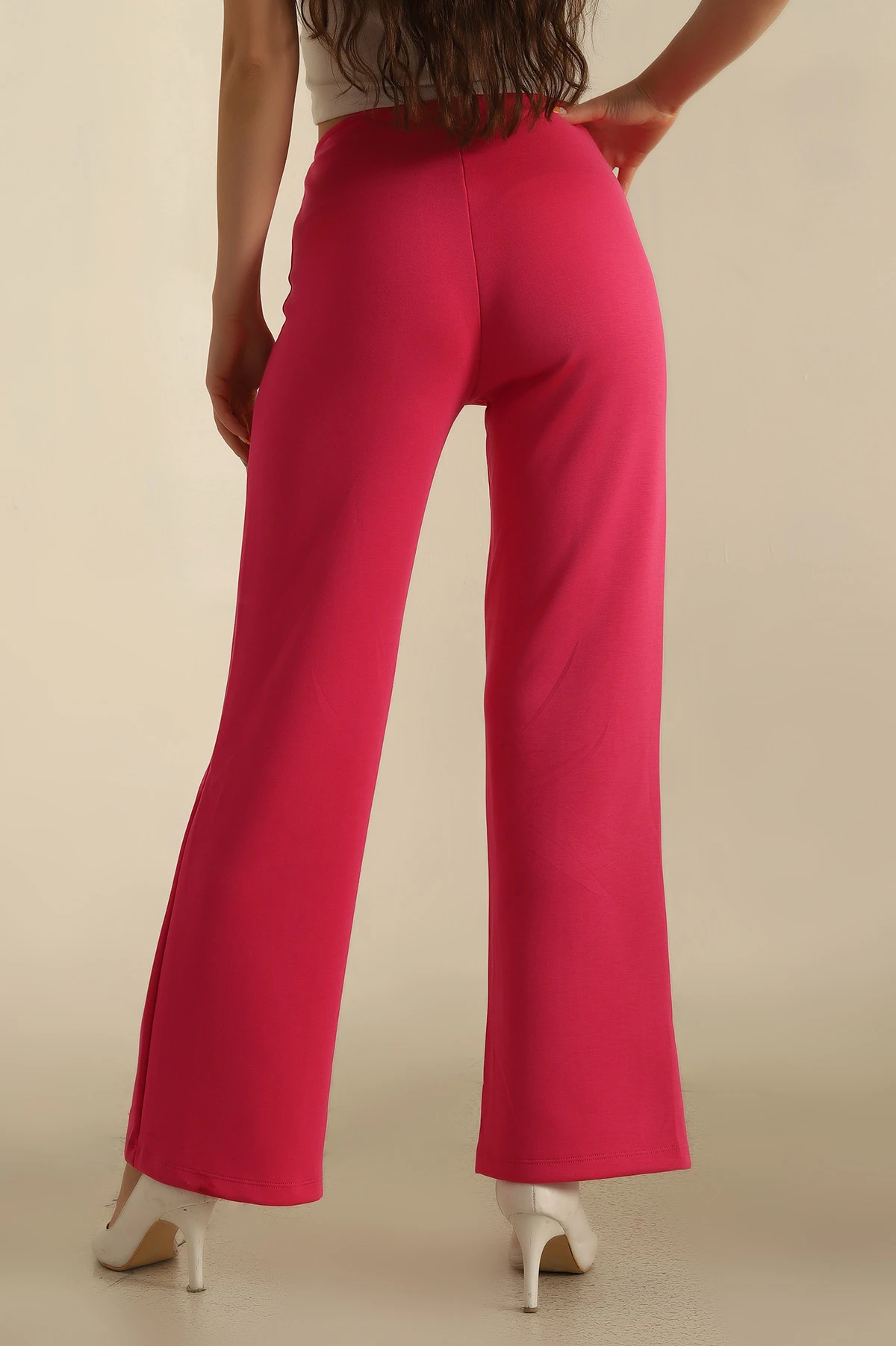 Fuşya Modal Kumaş Çimalı Bayan Pantolon 265929