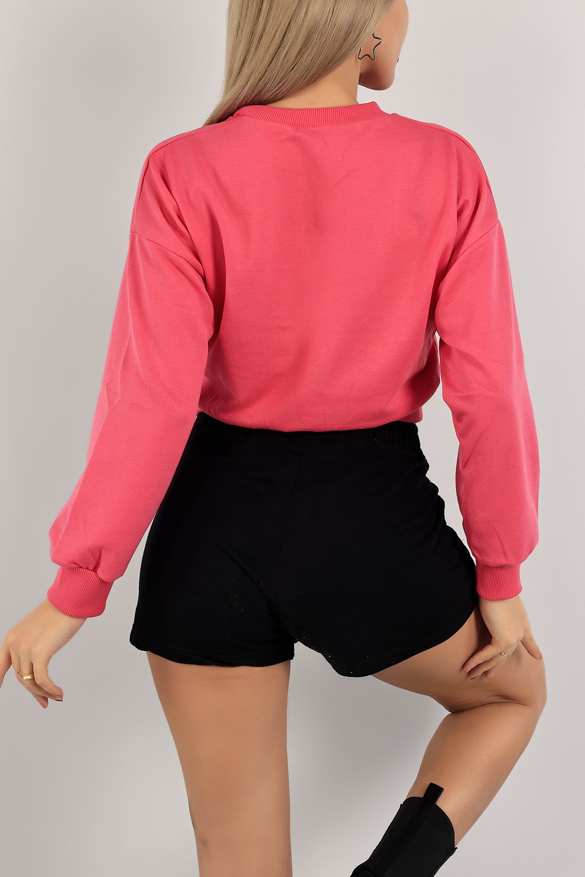 Fuşya Nakışlı Bayan Sweat 141324