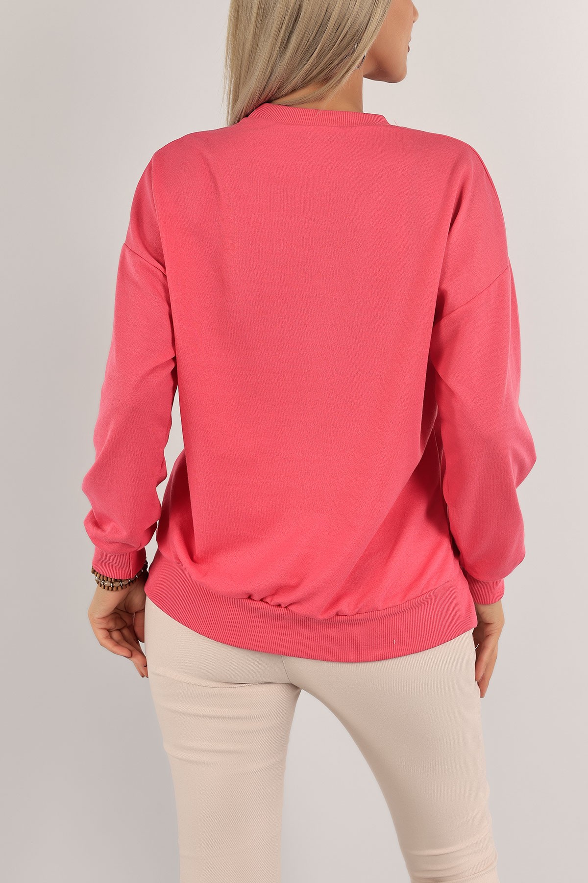 Fuşya Nakışlı İki İp Sweat 132095