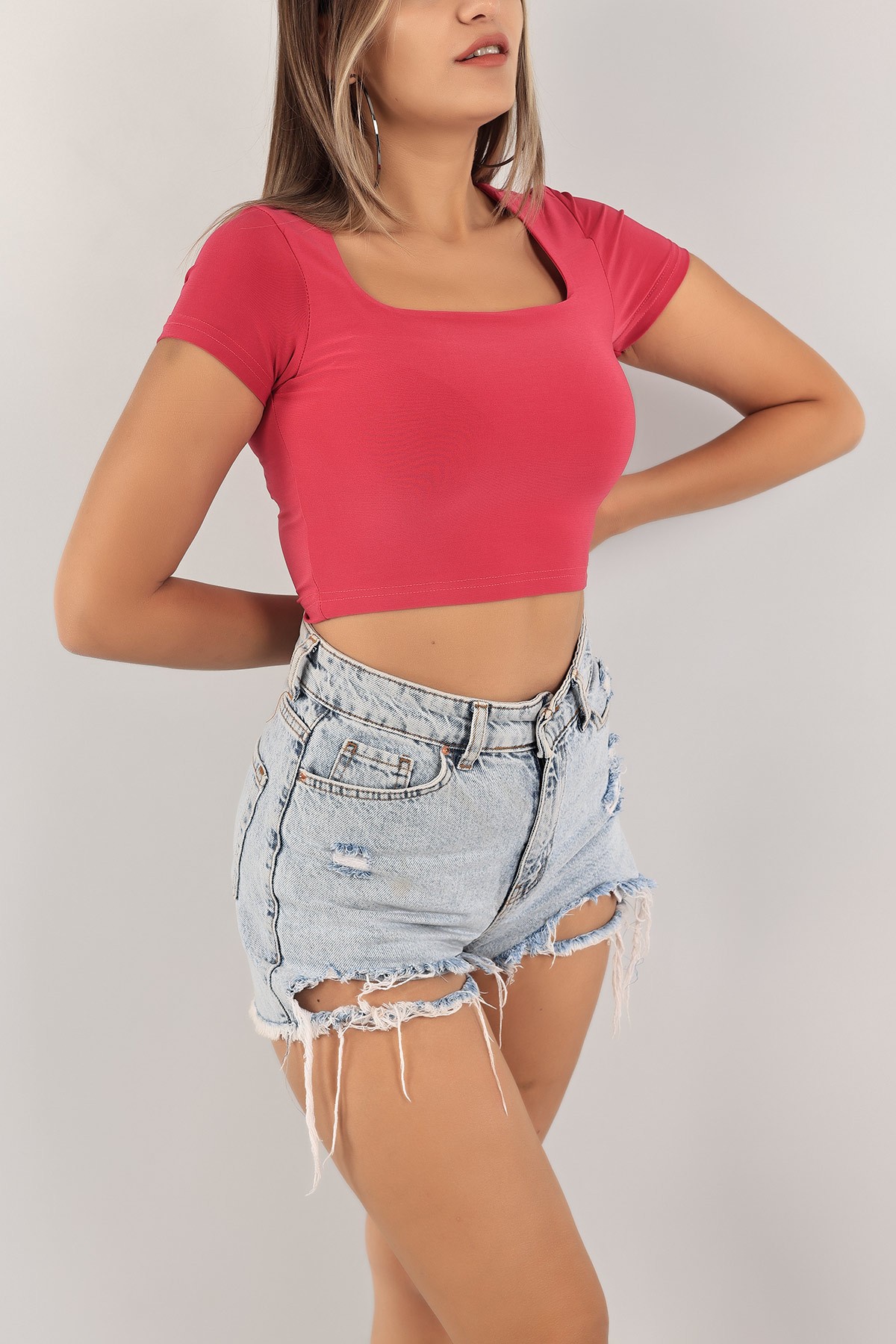 Fuşya Sandy Kumaş Bluz 124365
