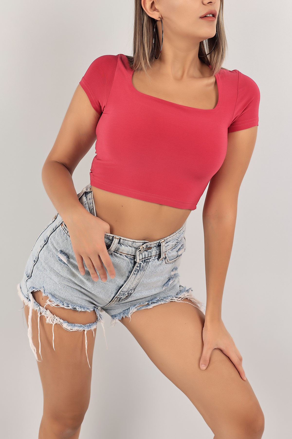 Fuşya Sandy Kumaş Bluz 124365