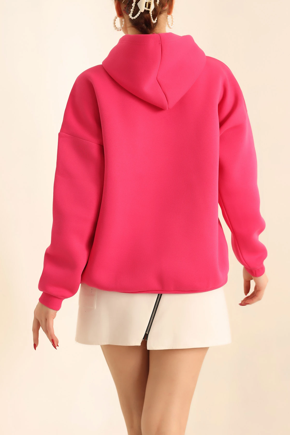 Fuşya Şardonlu Baskılı Bayan Sweat 228837