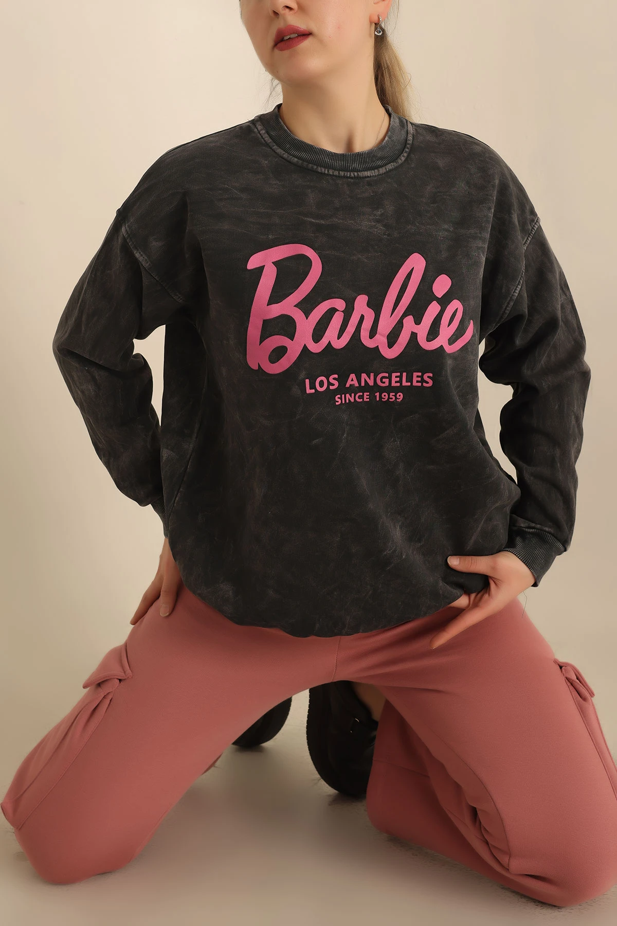 Fuşya Şardonlu Batik Bayan Sweat 239713