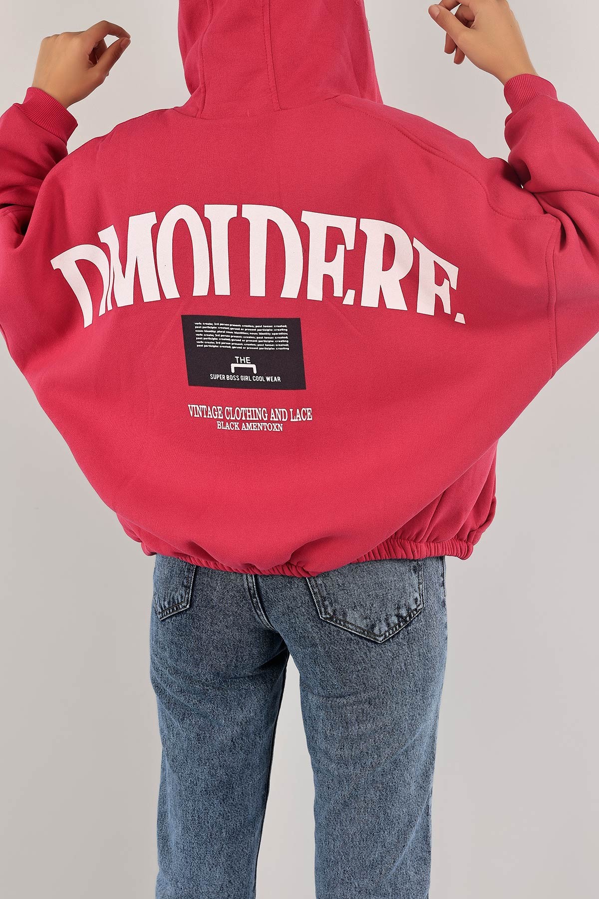 Fuşya Şardonlu Bayan Fermuarlı Sweat 132390