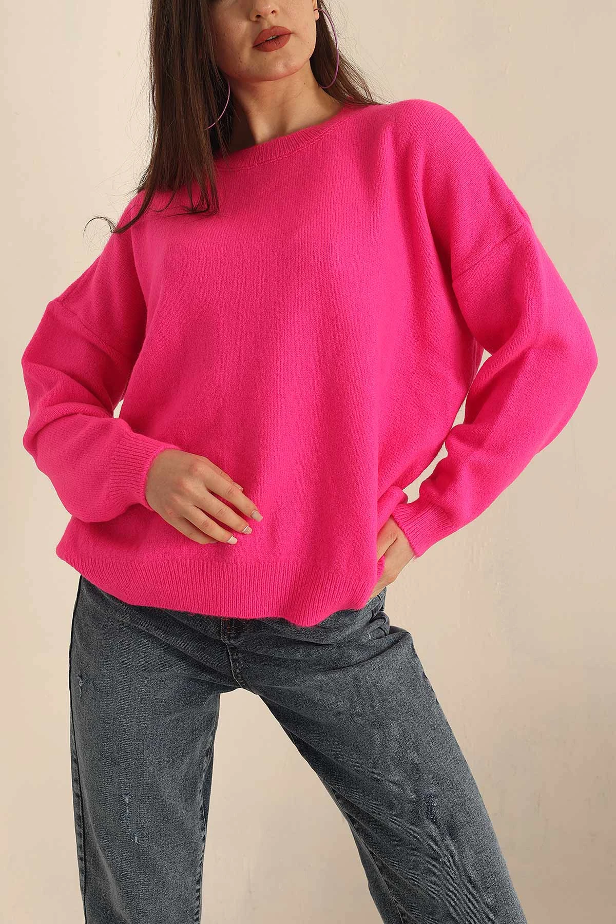 Fuşya Soft Triko Bayan Kazak 231532