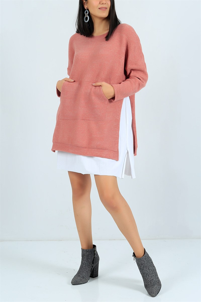 Garnili Cep Detay Pudra Tunik 23957B