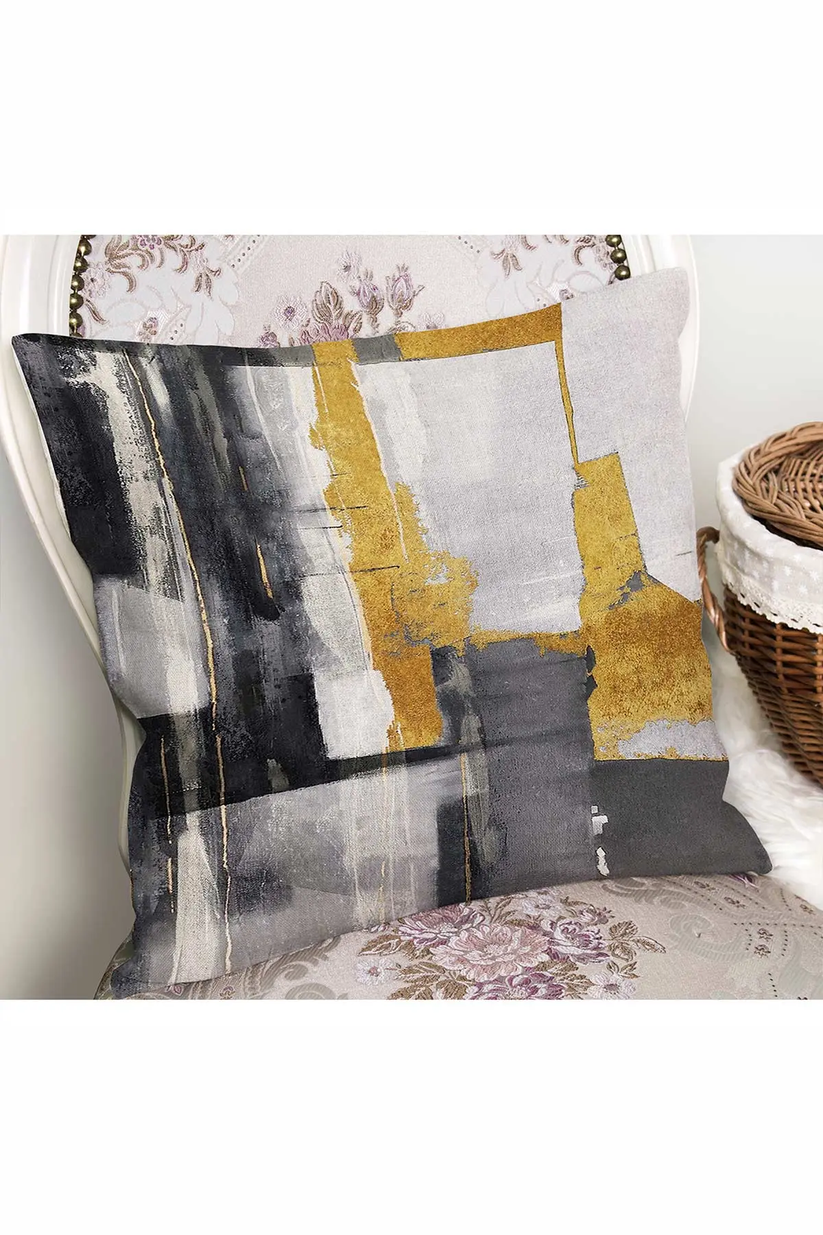 43x43 Dijital Baskılı Fermuarlı Modern Kırlent Kılıfı 308775