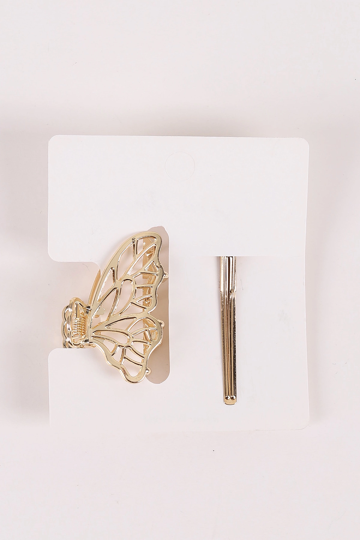 Gold 2'li Kelebek ve Fiyonk Model Üzeri Taşlı Küçük Boy Metal Mandal ve Pens Toka 458720