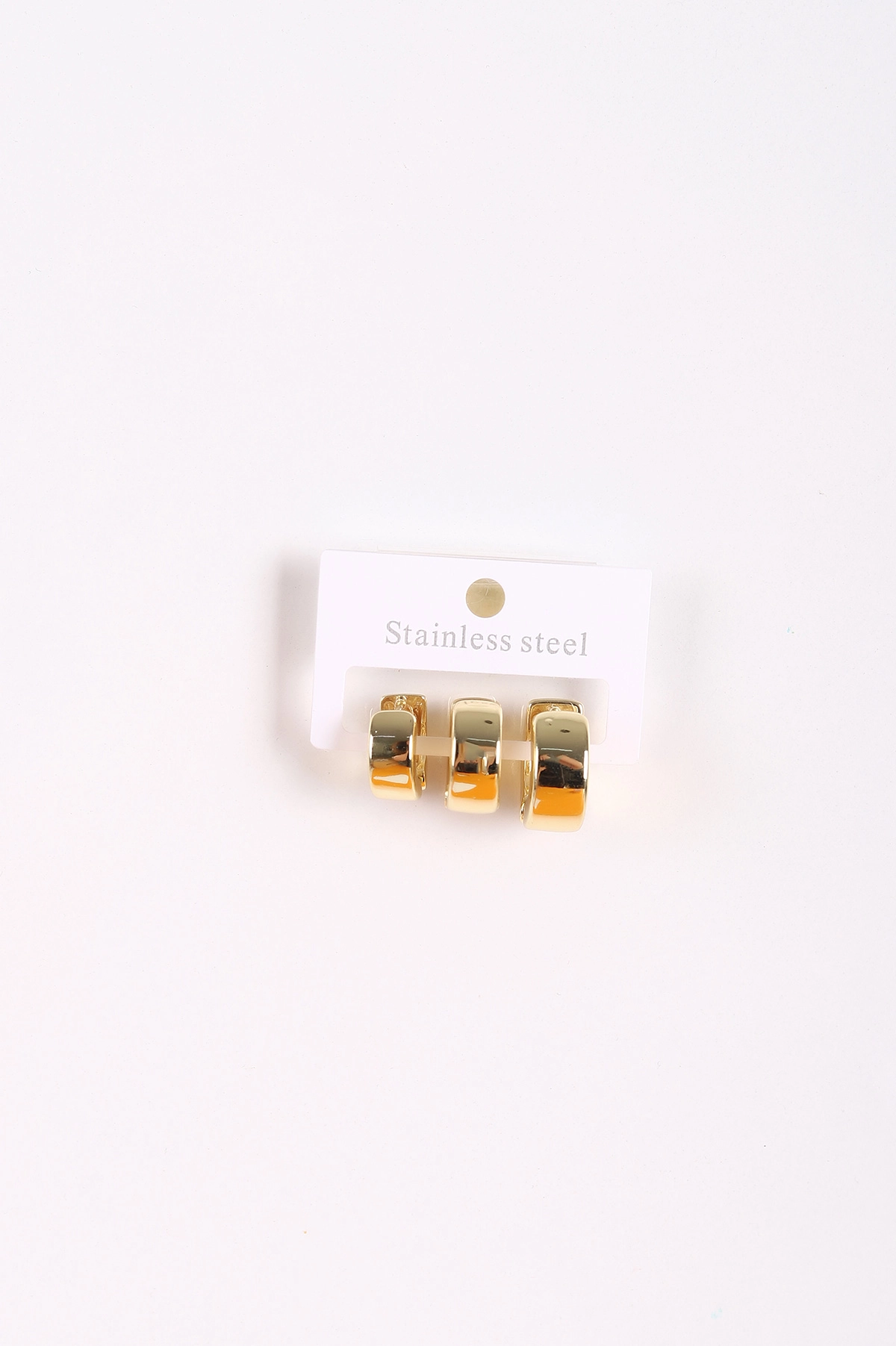 Gold 3'lü Kalın Halka Model Çelik Küpe Seti 371371