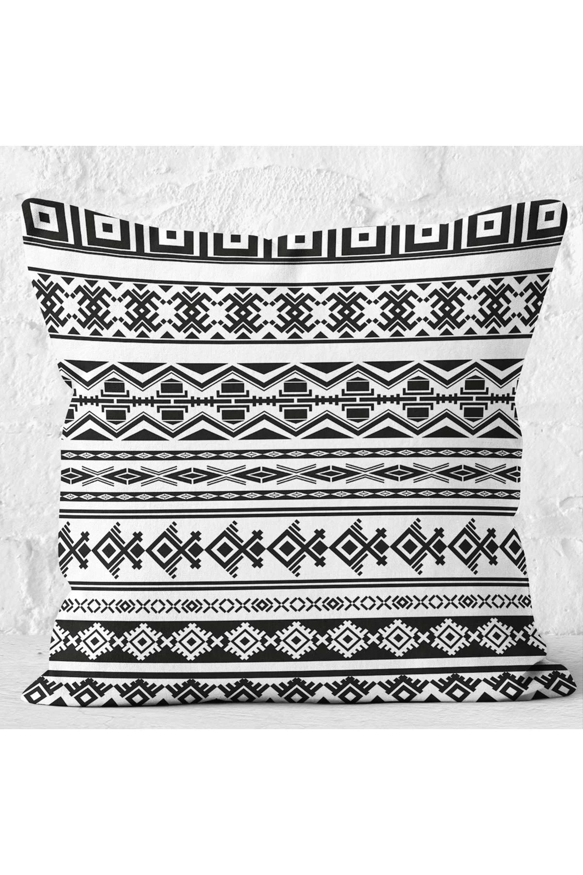 Siyah 43x43 Dijital Baskılı Fermuarlı Modern Kırlent Kılıfı 272756