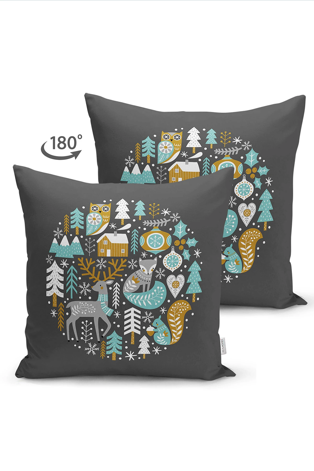 Füme 43x43 Dijital Baskılı Fermuarlı Modern Kırlent Kılıfı 273823