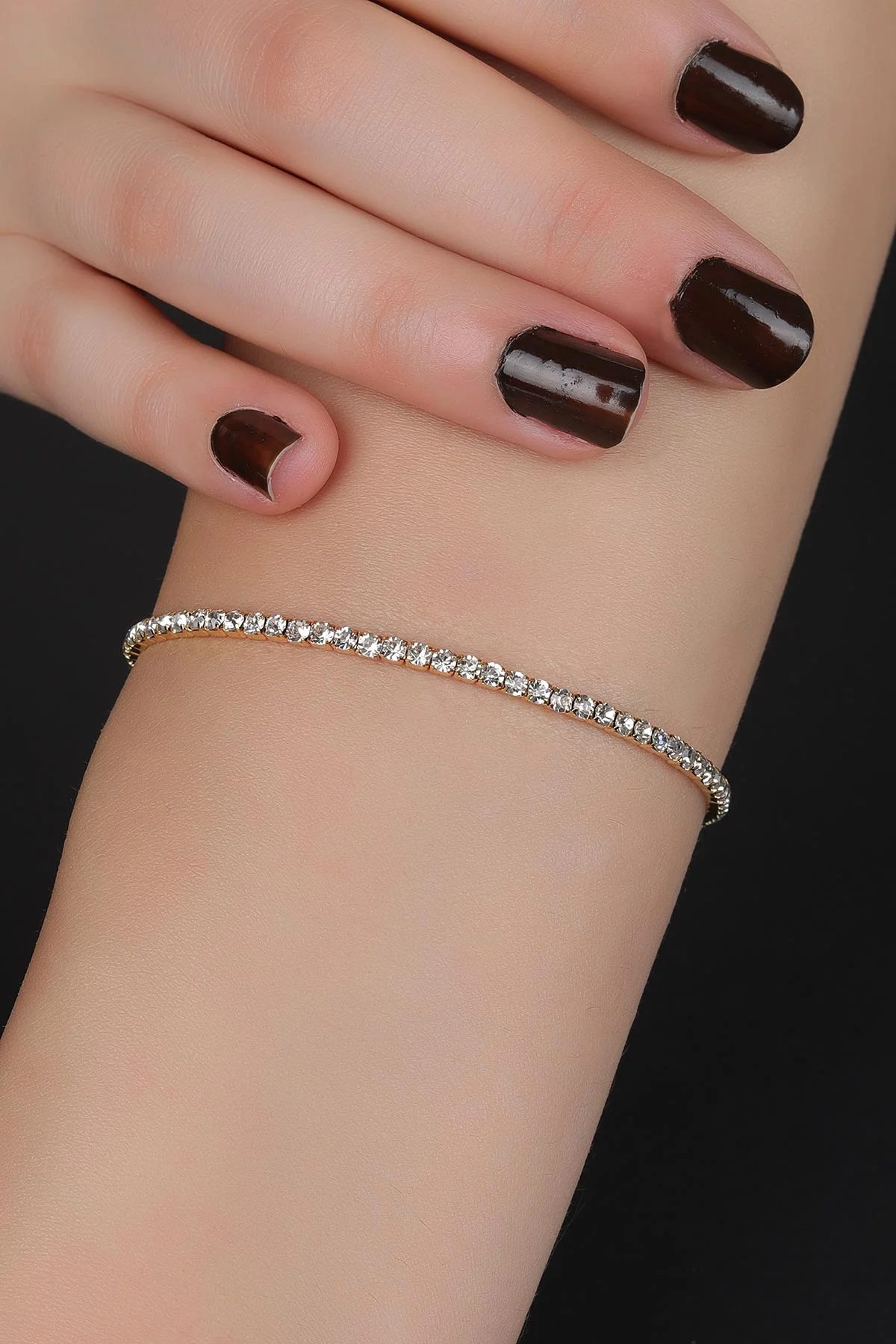 Gold Beyaz  Su Yolu Taşlı Lastikli Bileklik 308373