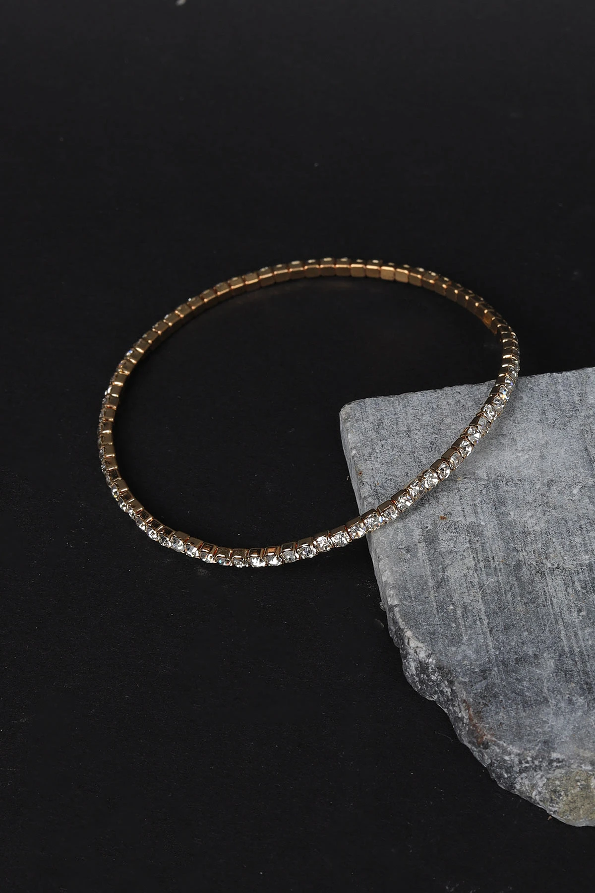Gold Beyaz  Su Yolu Taşlı Lastikli Bileklik 308373